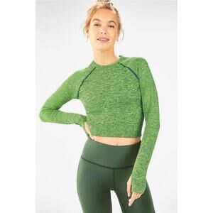 Fabletics Womens Bri Ribbed Seamless Crop Top Size XL Stretch Active Yoga Dance